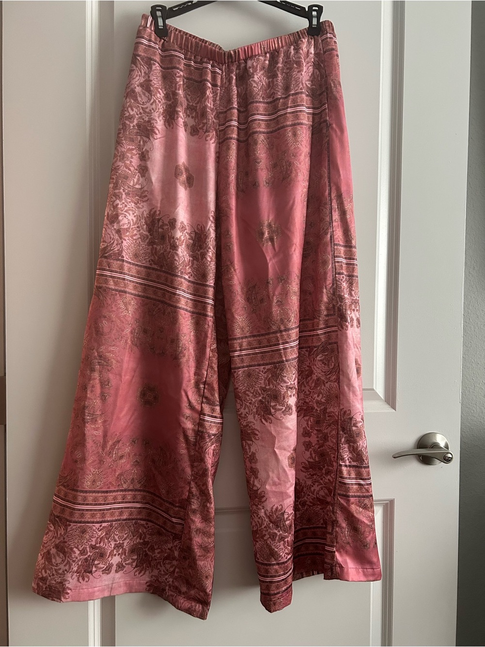 Pink Floral Wide-Leg Bottoms